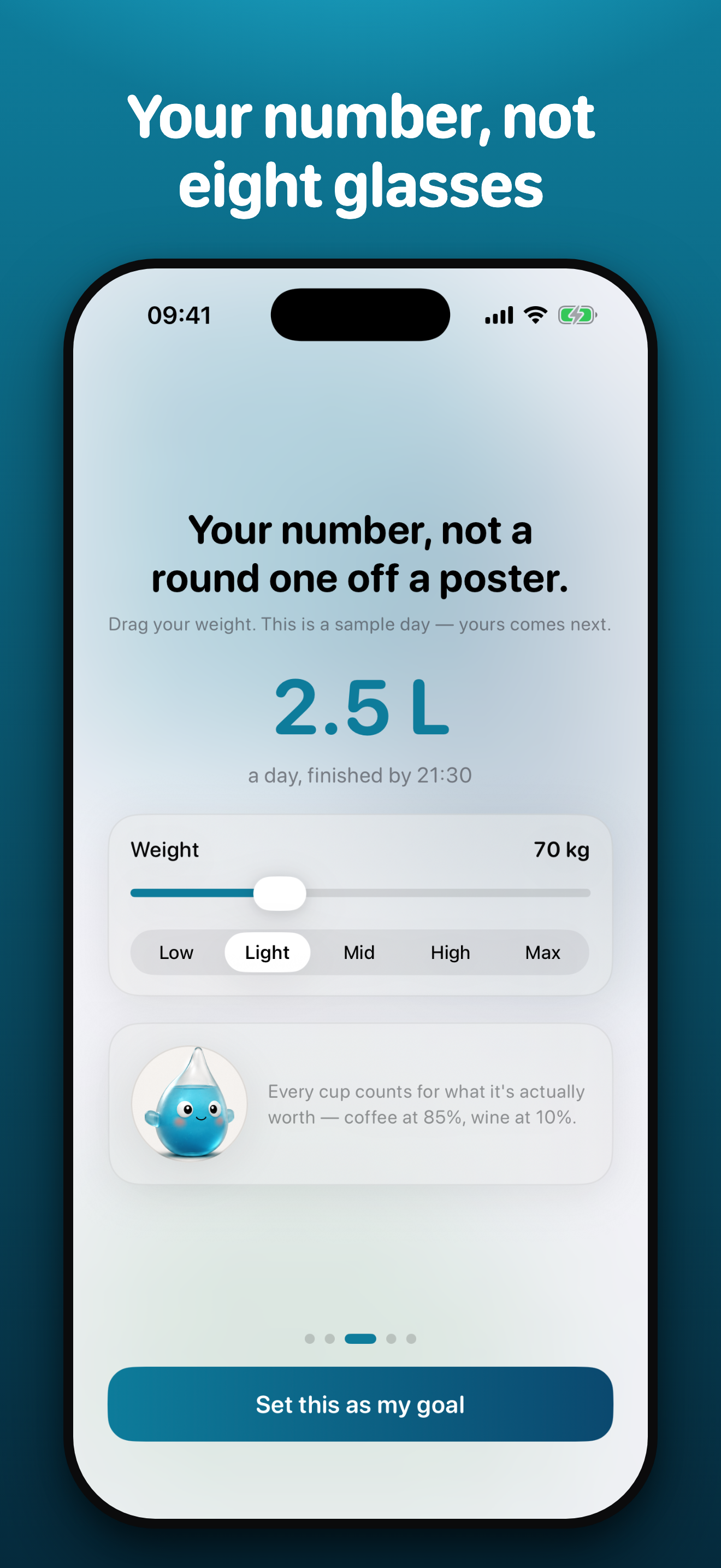 Gulpy onboarding — a daily goal worked out for you