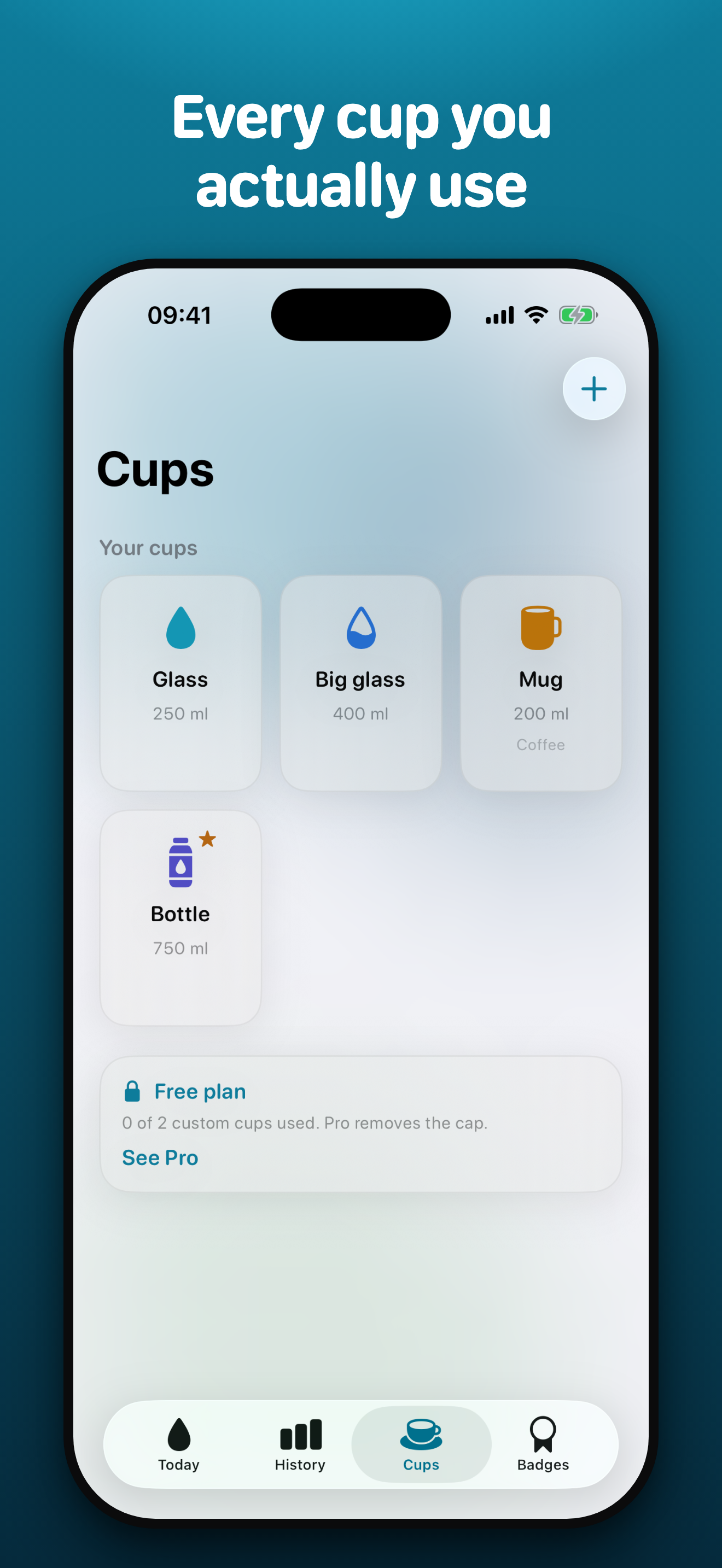 Gulpy cups screen — the cups you actually use